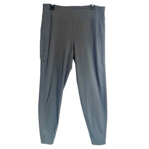 Lululemon Gray Relaxed Nylon Elastaine Joggers Right Zipper Hip Pocket Sz 12